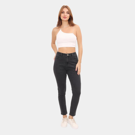 Attire Lab Women's Solid High Waist Skinny Jeans -Grey ShopFastify